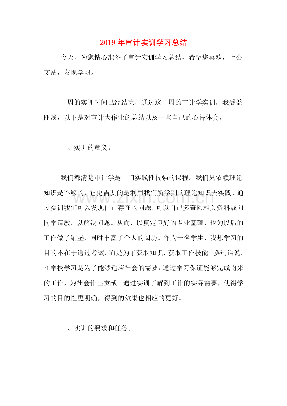 2019年审计实训学习总结.doc_第1页