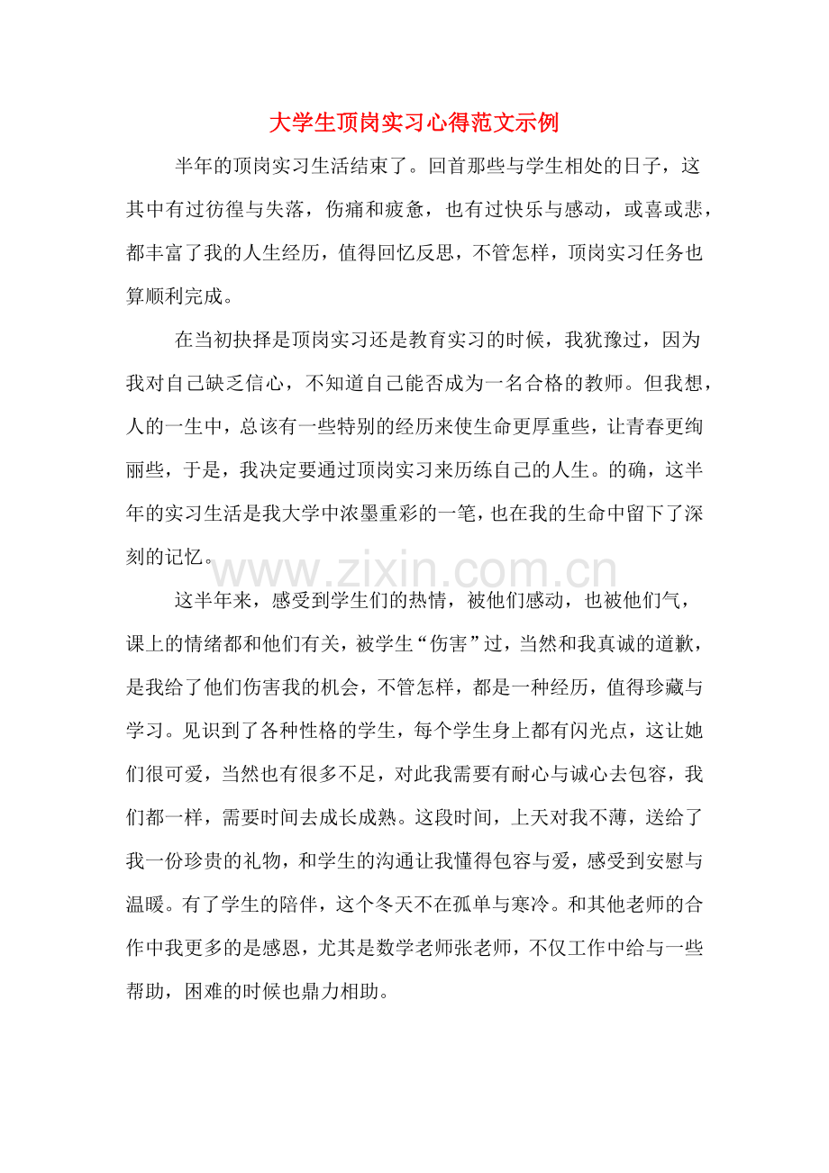 大学生顶岗实习心得范文示例.doc_第1页