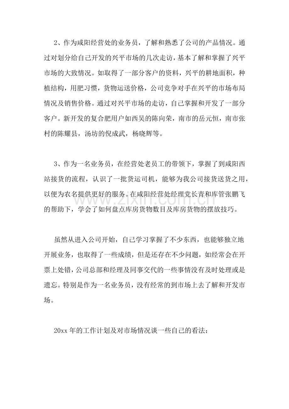 应届毕业生业务员个人工作总结.doc_第2页