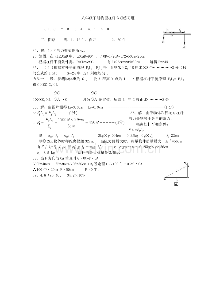 八年级下册物理杠杆专项练习题.doc_第3页