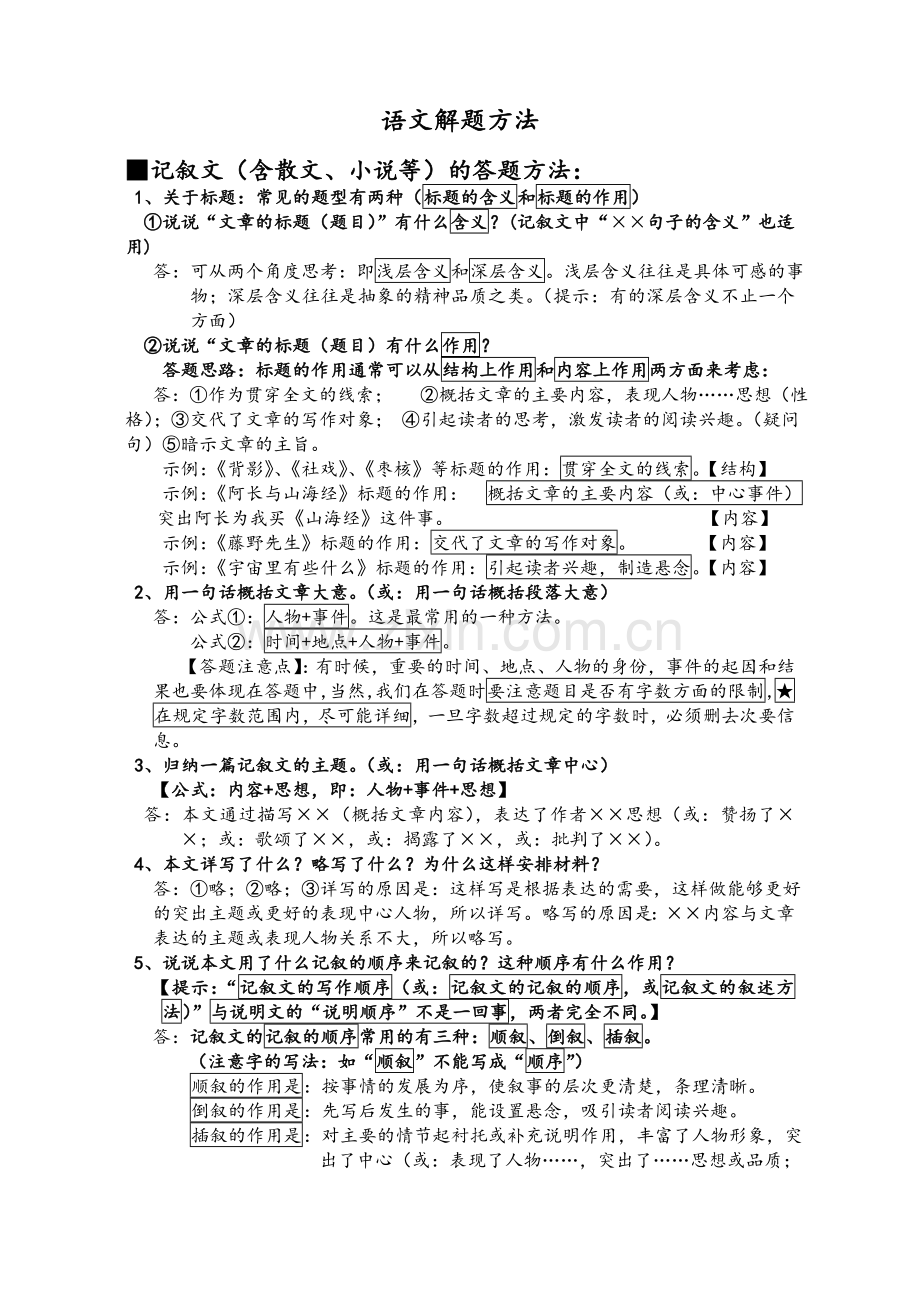 语文解题方法.doc_第1页