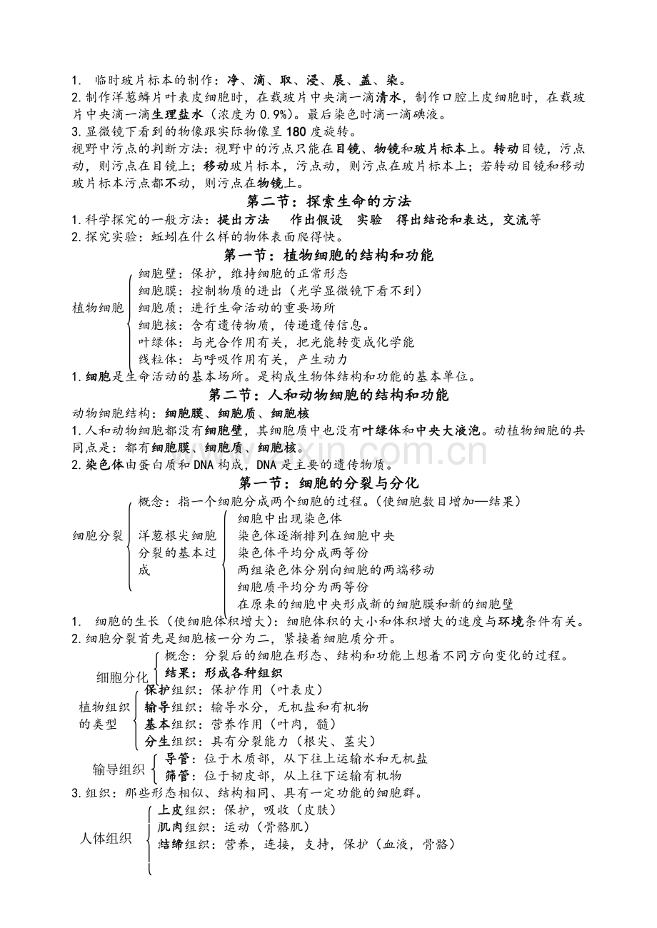 苏教版七年级生物上册知识点.doc_第2页