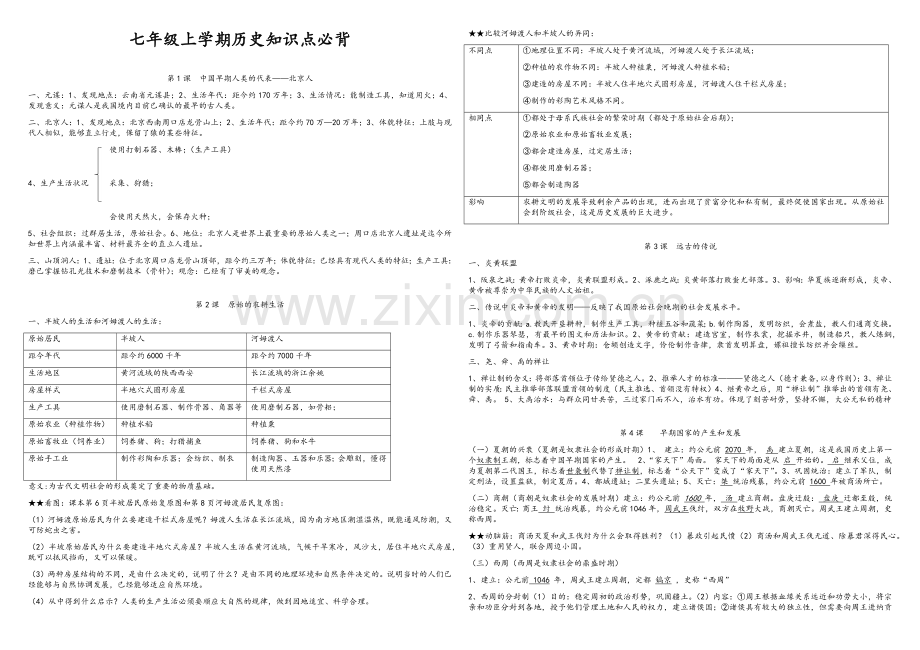 七年级上学期历史知识点必背.doc_第1页