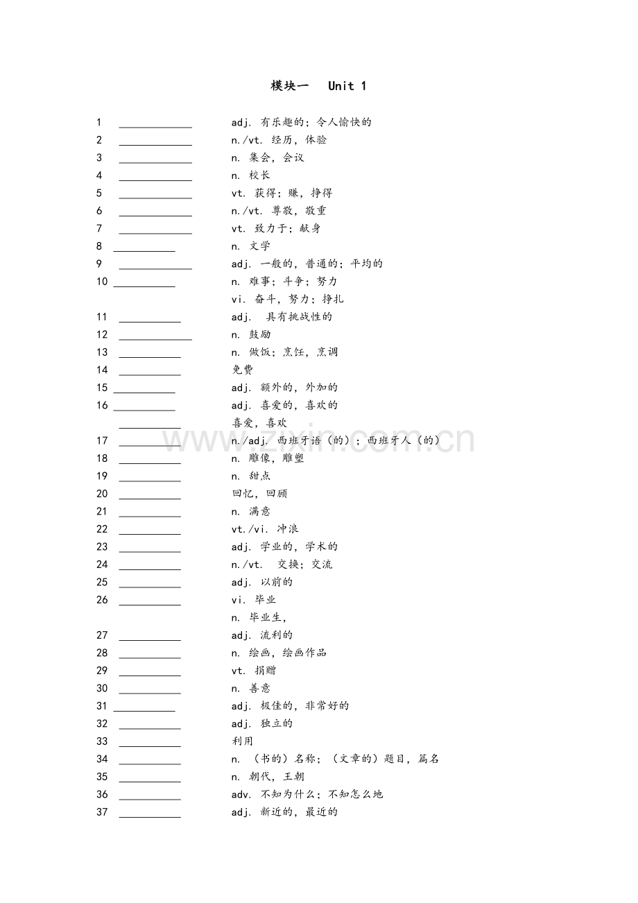 牛津高中英语模块一词汇表(默写版).doc_第1页