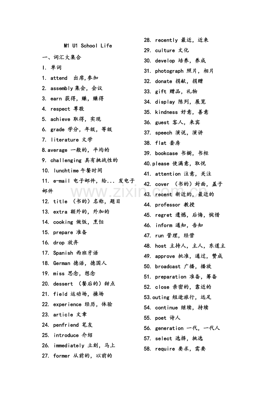 牛津高中英语模块一知识点整理(打印).doc_第1页