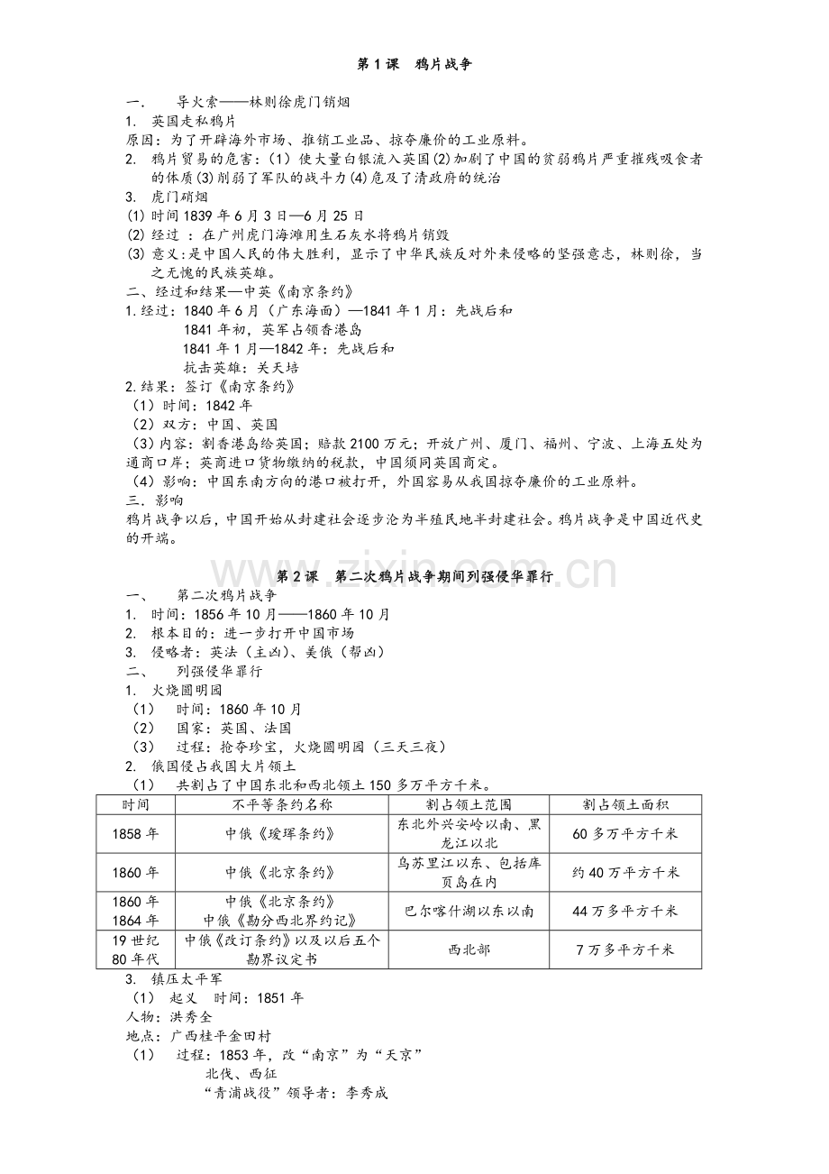 苏教版八上历史笔记.doc_第1页