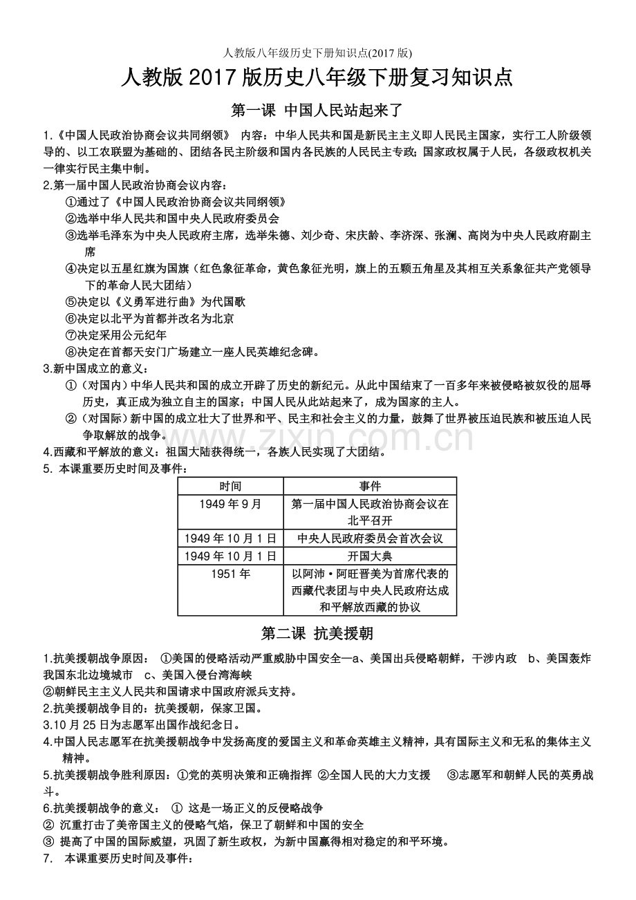 人教版八年级历史下册知识点(版).doc_第1页