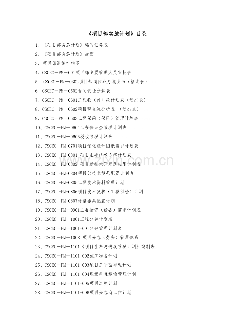 中建城市原版--《项目部实施计划》.doc_第1页