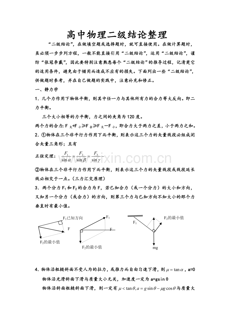 高中物理二级结论.doc_第1页