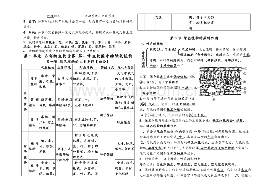 生物七年级上册期中复习提纲.doc_第3页