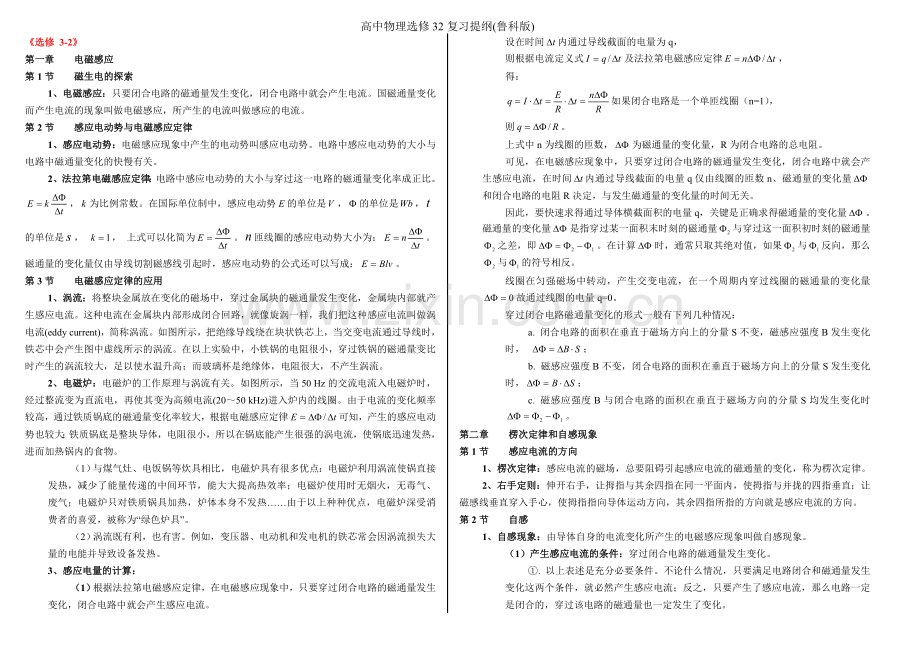 高中物理选修32复习提纲(鲁科版).doc_第1页