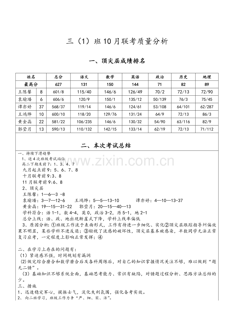 高三联考质量分析总结.doc_第1页