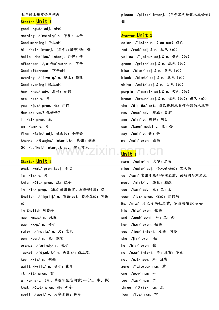 新人教版初中全部英语单词+音标.doc_第1页