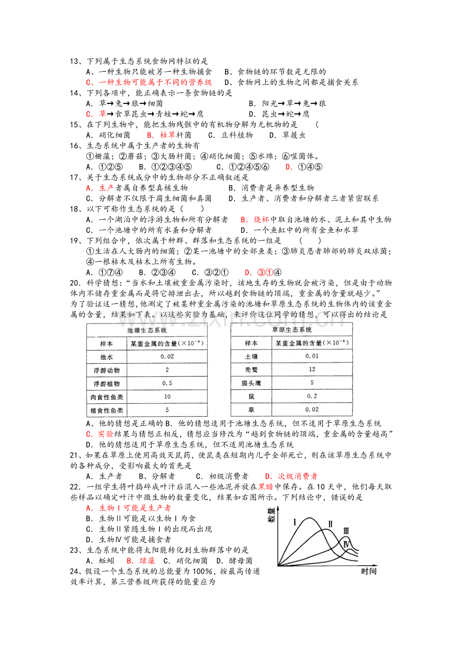 高三生物选择题及答案.doc_第2页