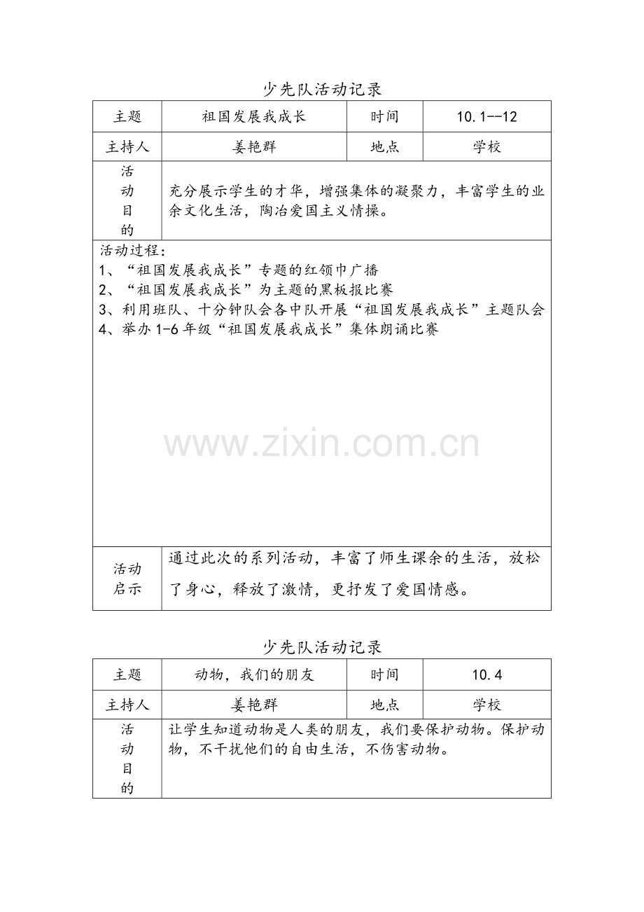 社区少先队活动记录.doc_第1页