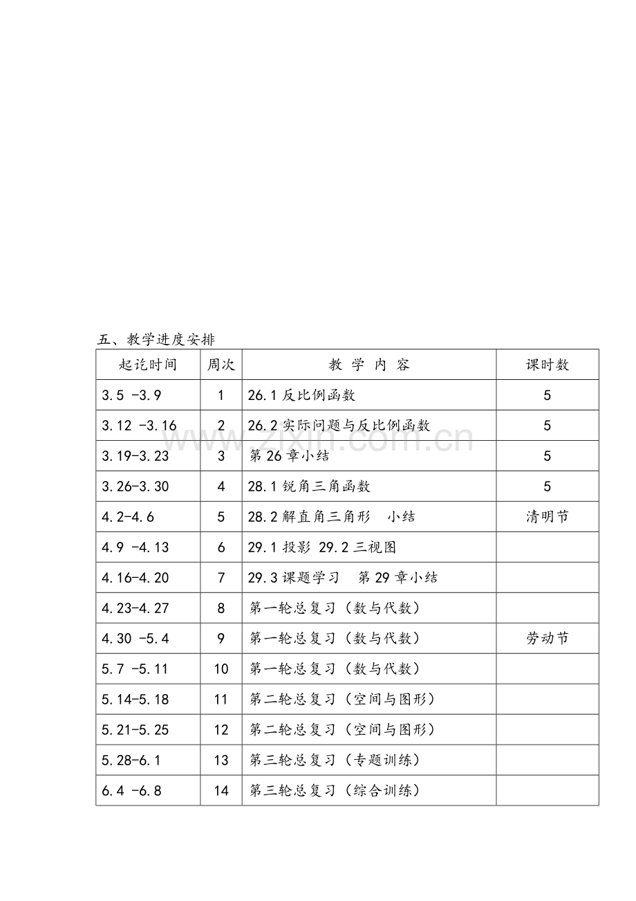 新人教版2018年九年级数学下册教学计划.doc_第3页