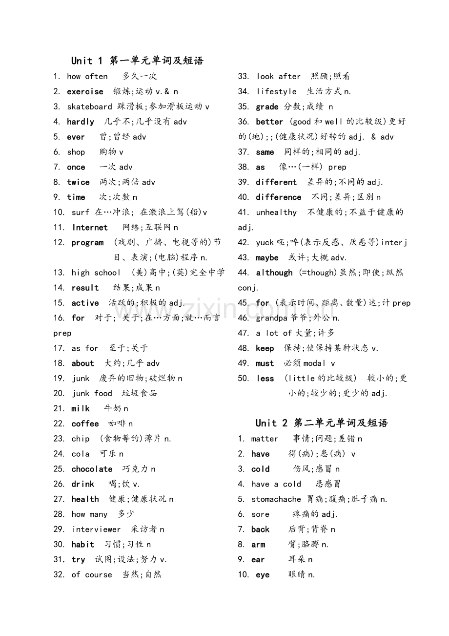 新目标英语八年级上册单词表.doc_第1页