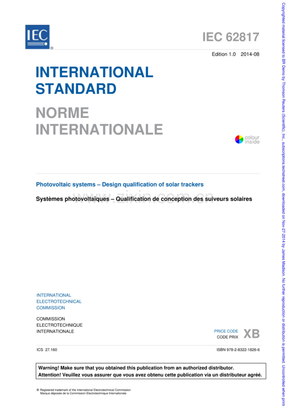 IEC 62817：2014 光伏系统太阳能跟踪器的设计鉴定.pdf_第1页