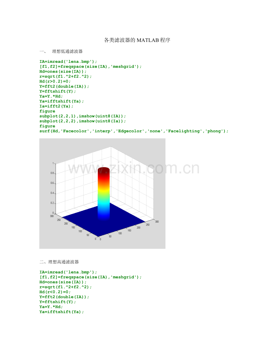 各类滤波器的MATLAB程序清单.doc_第1页