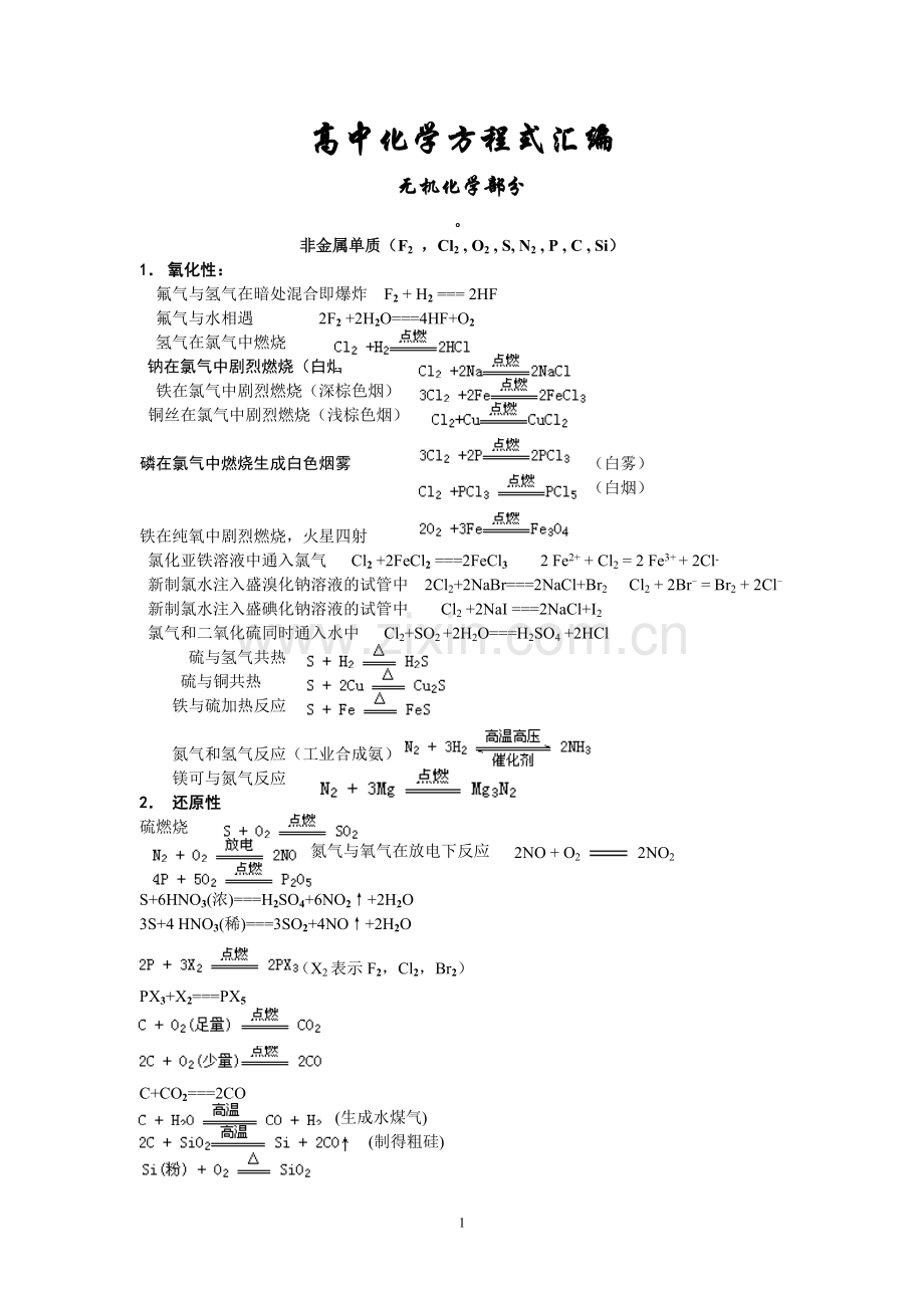 高中化学方程式大全.doc_第1页