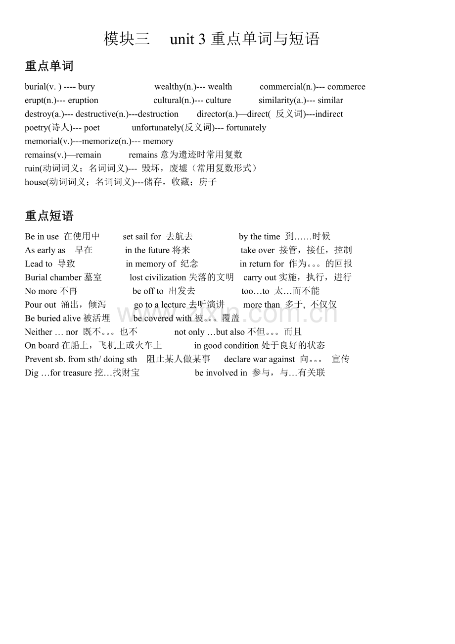 牛津英语模块三重点单词与短语.doc_第1页