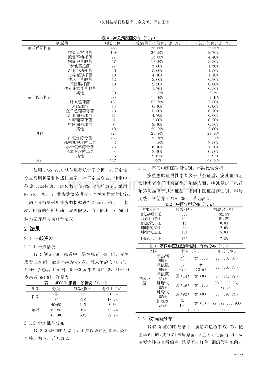 慢性阻塞性肺疾病急性加重期中医证型与病原菌及炎症指标相关性分析.pdf_第3页