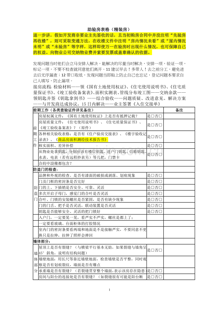 验房表格(精装修综合汇总).doc_第1页