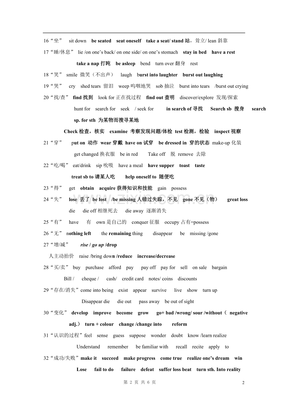 历年高考英语完形填空高频词汇总结.doc_第2页