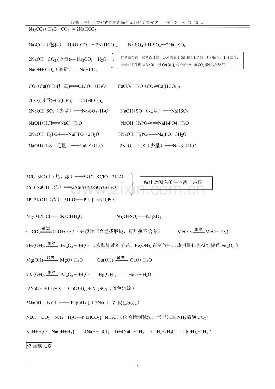 高中化学方程式大全完美打印版.doc_第2页