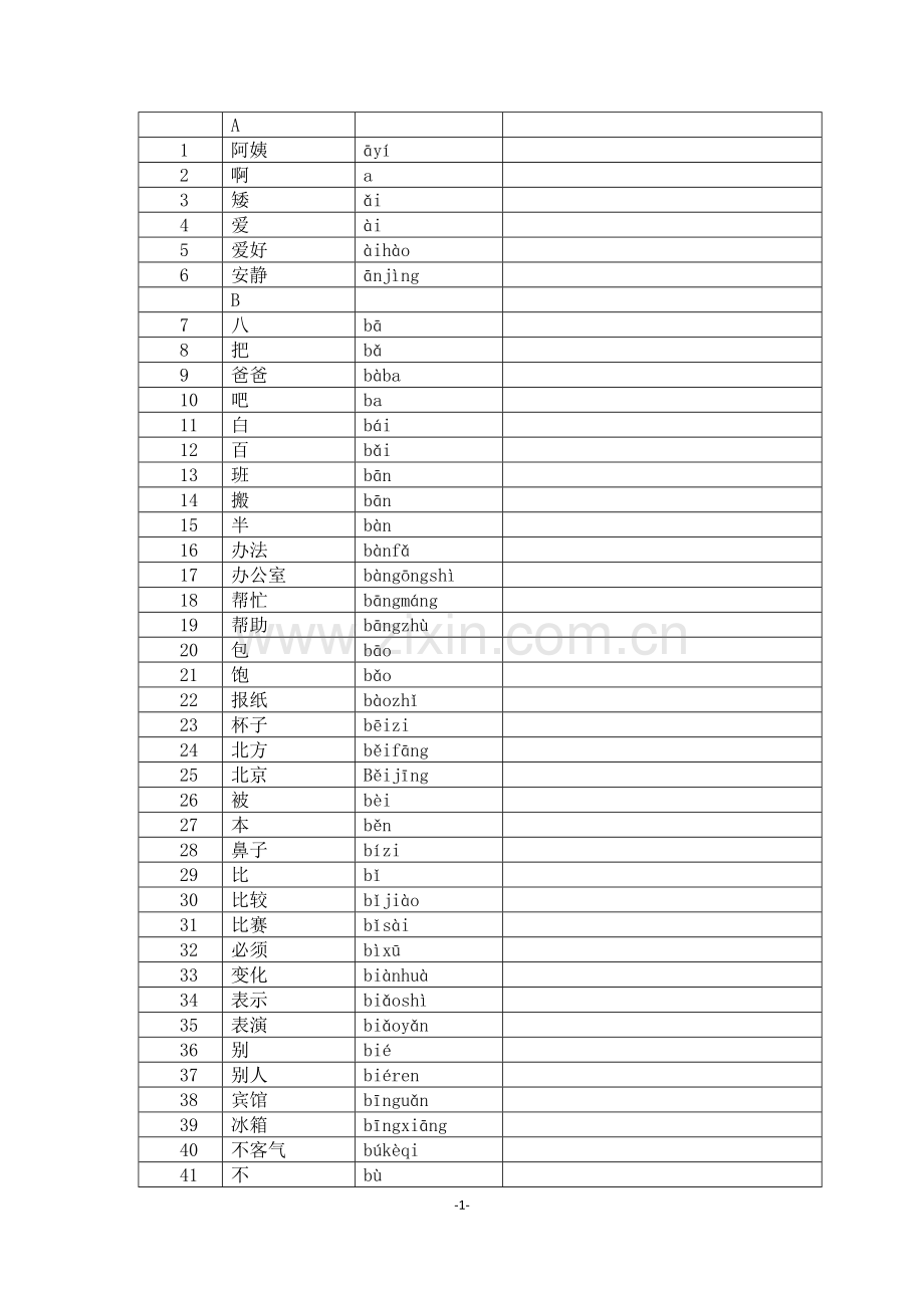 HSK3大纲词汇.doc_第1页