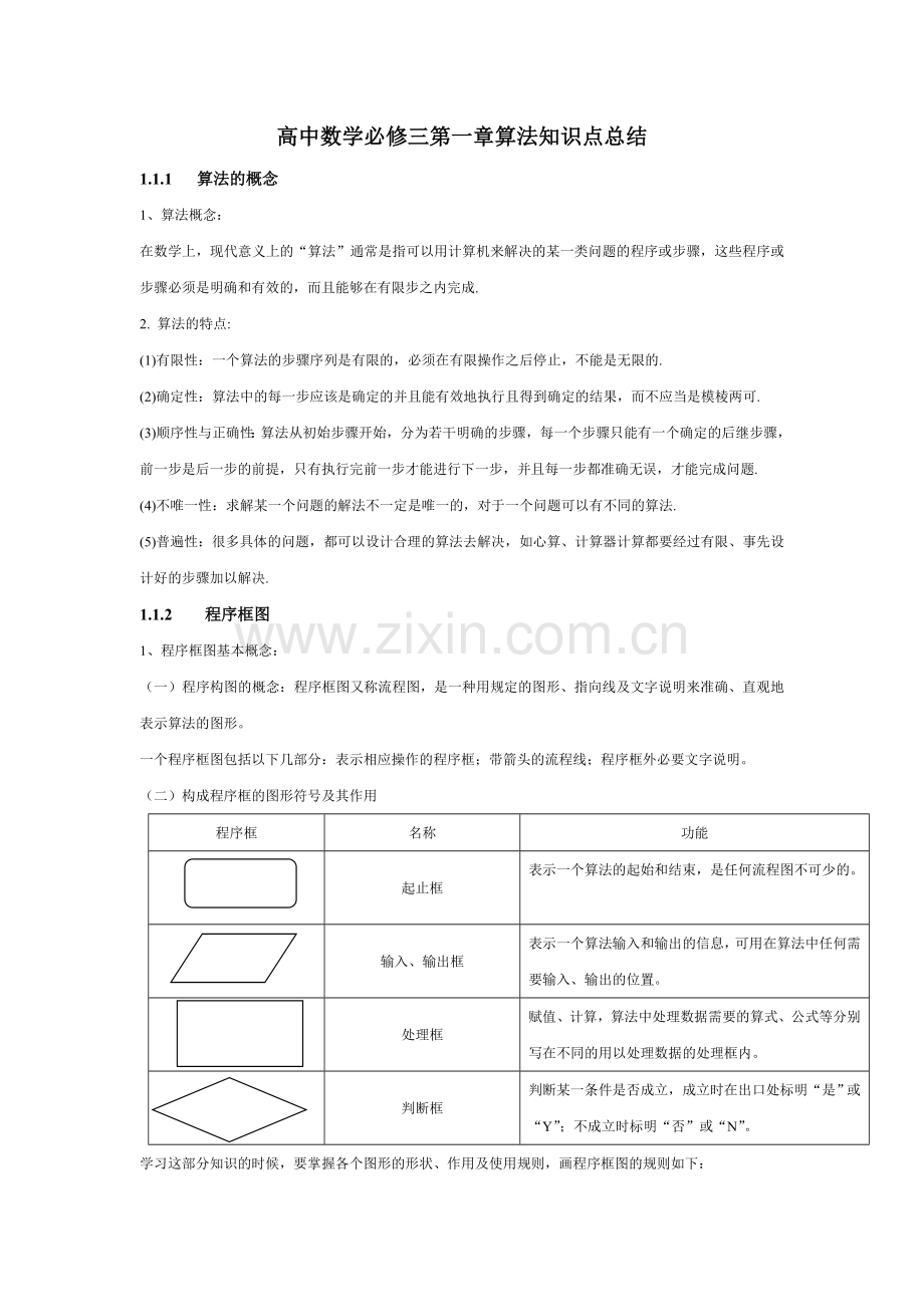 高中数学必修三第一章算法知识点总结.doc_第1页