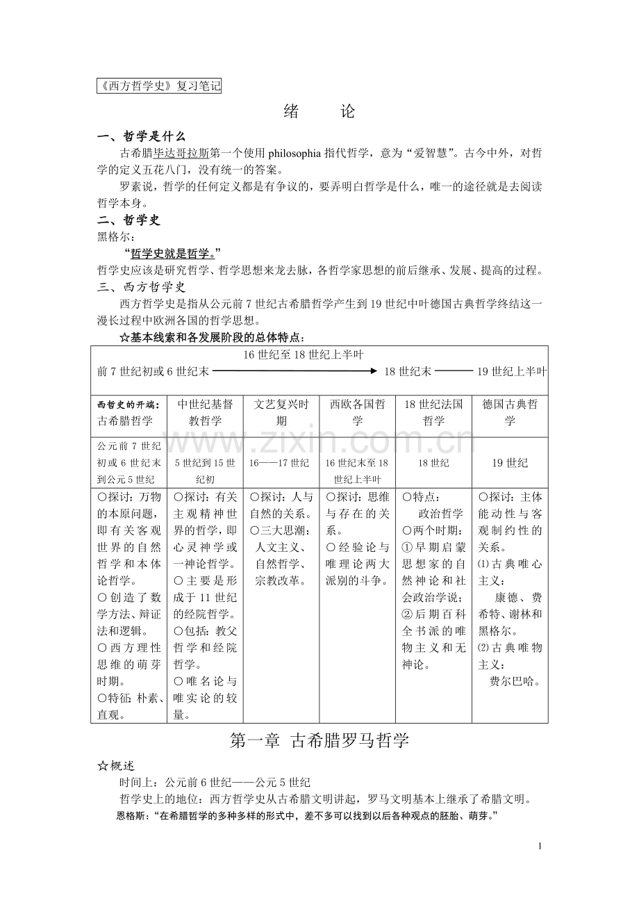 西方哲学史复习笔记.doc_第1页