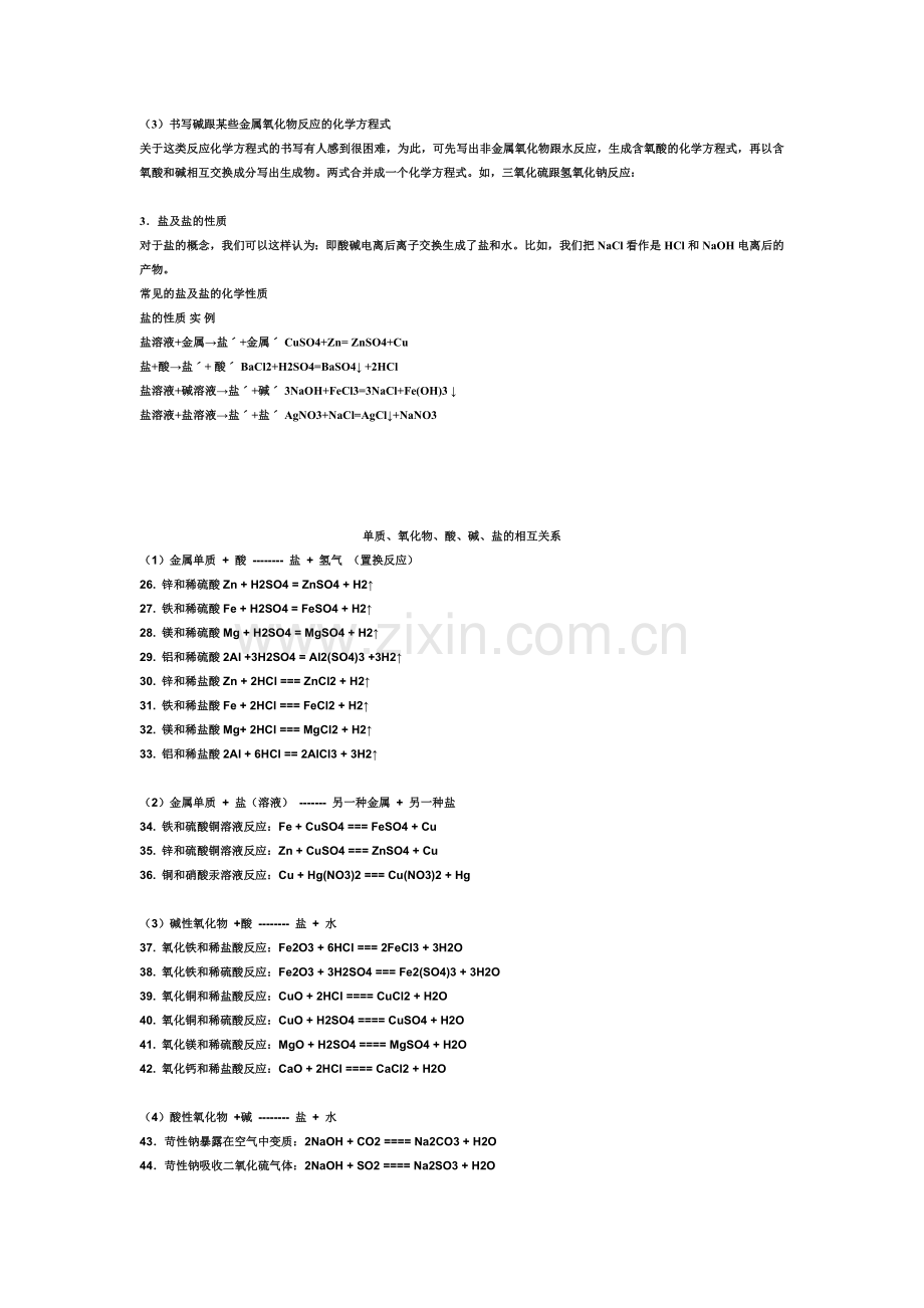 初中酸碱盐化学方程式(全).doc_第2页