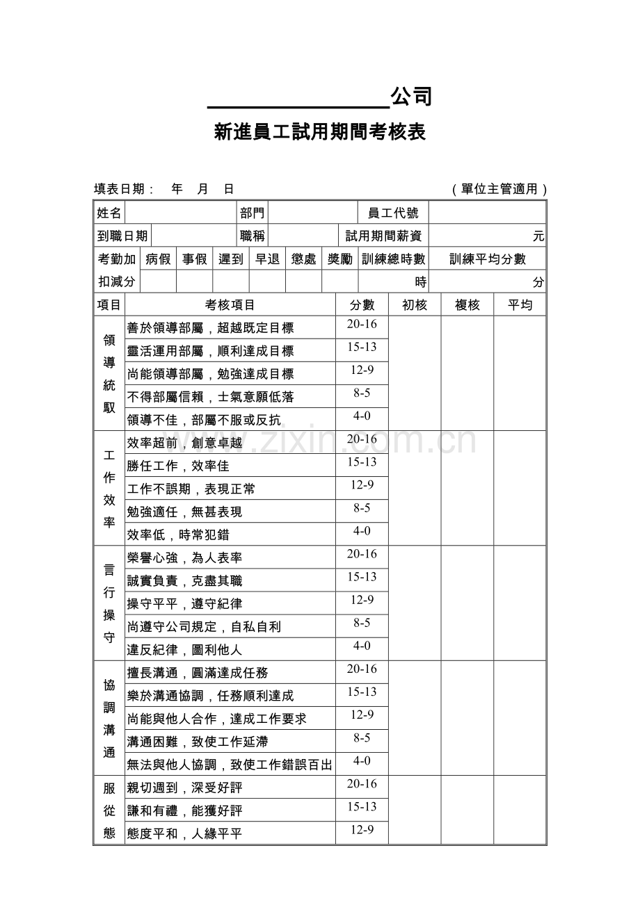 员工考核表单..doc_第3页