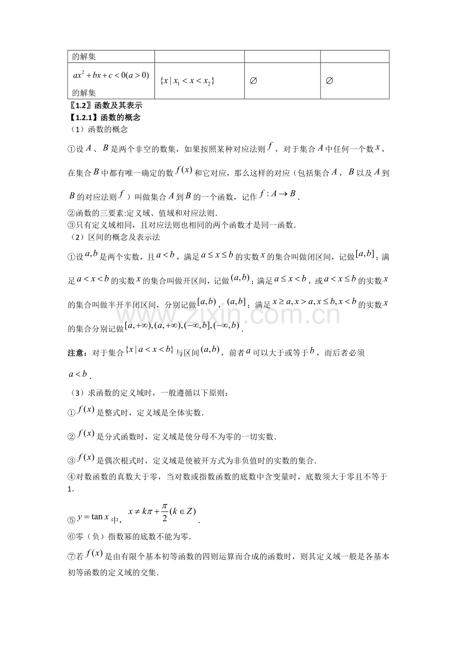 高中数学必修1集合与函数知识点总结资料.doc_第3页