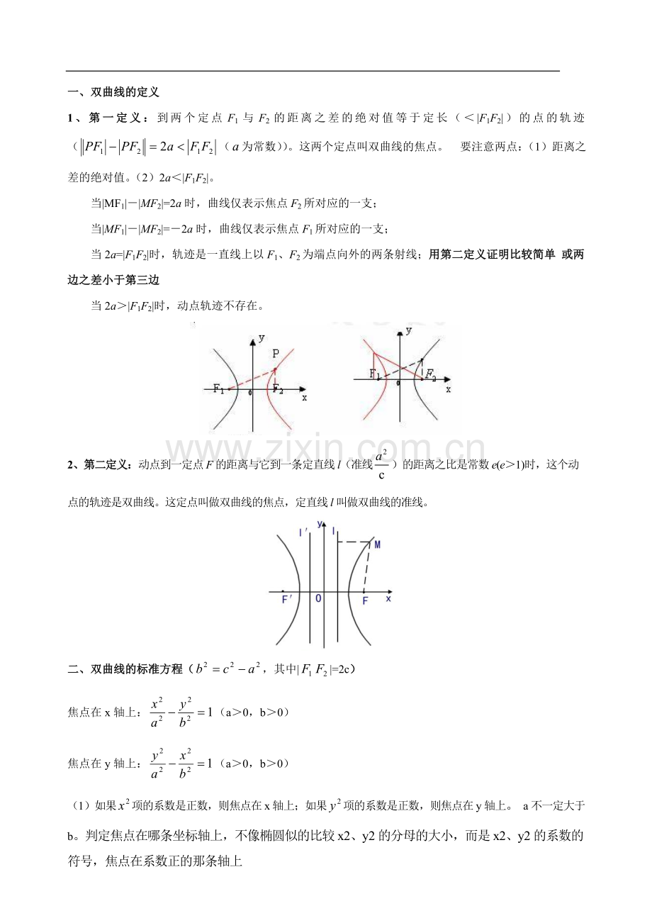 双曲线知识点总结及练习题.doc_第1页