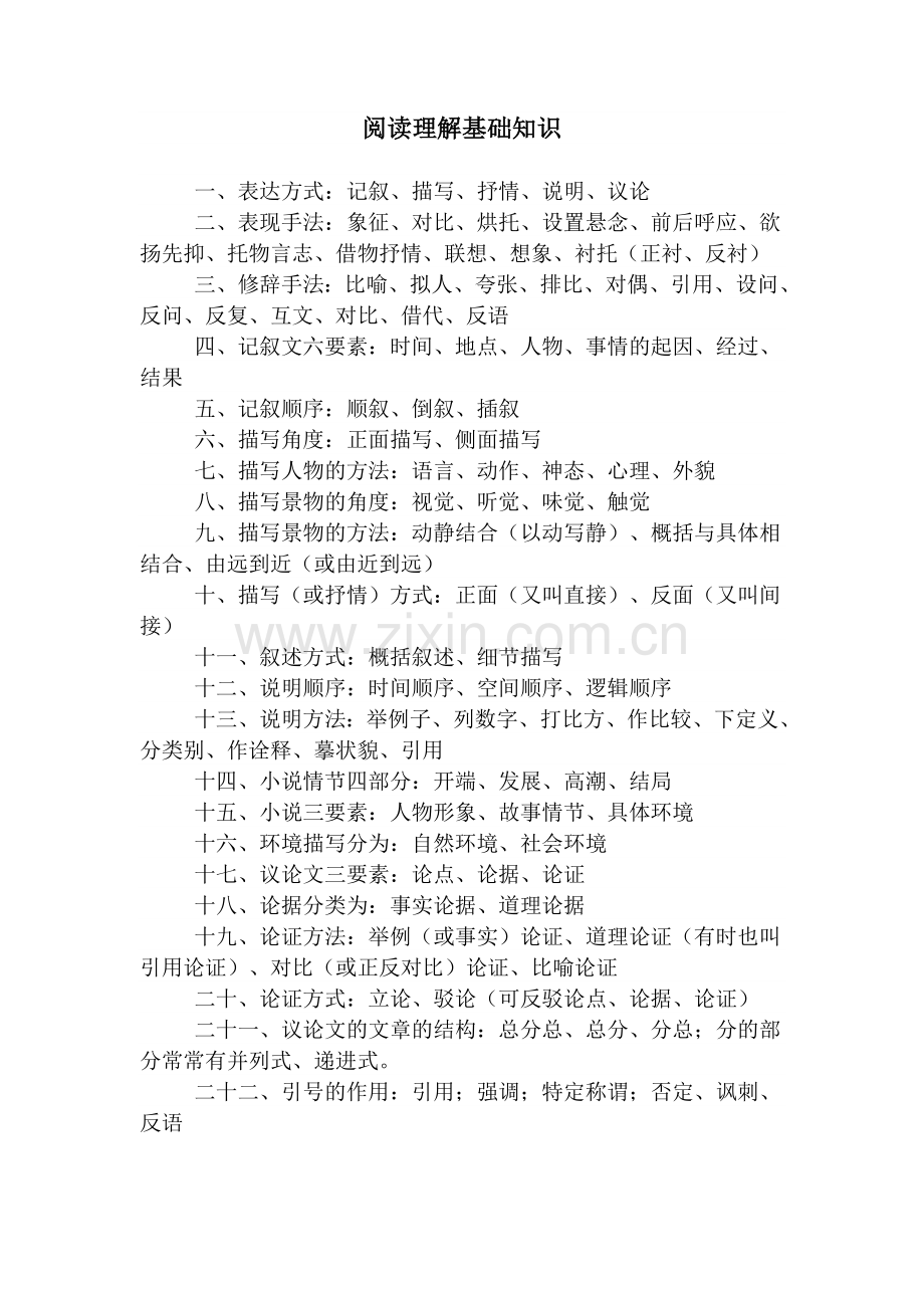 初中语文阅读题答题格式和技巧.doc_第1页