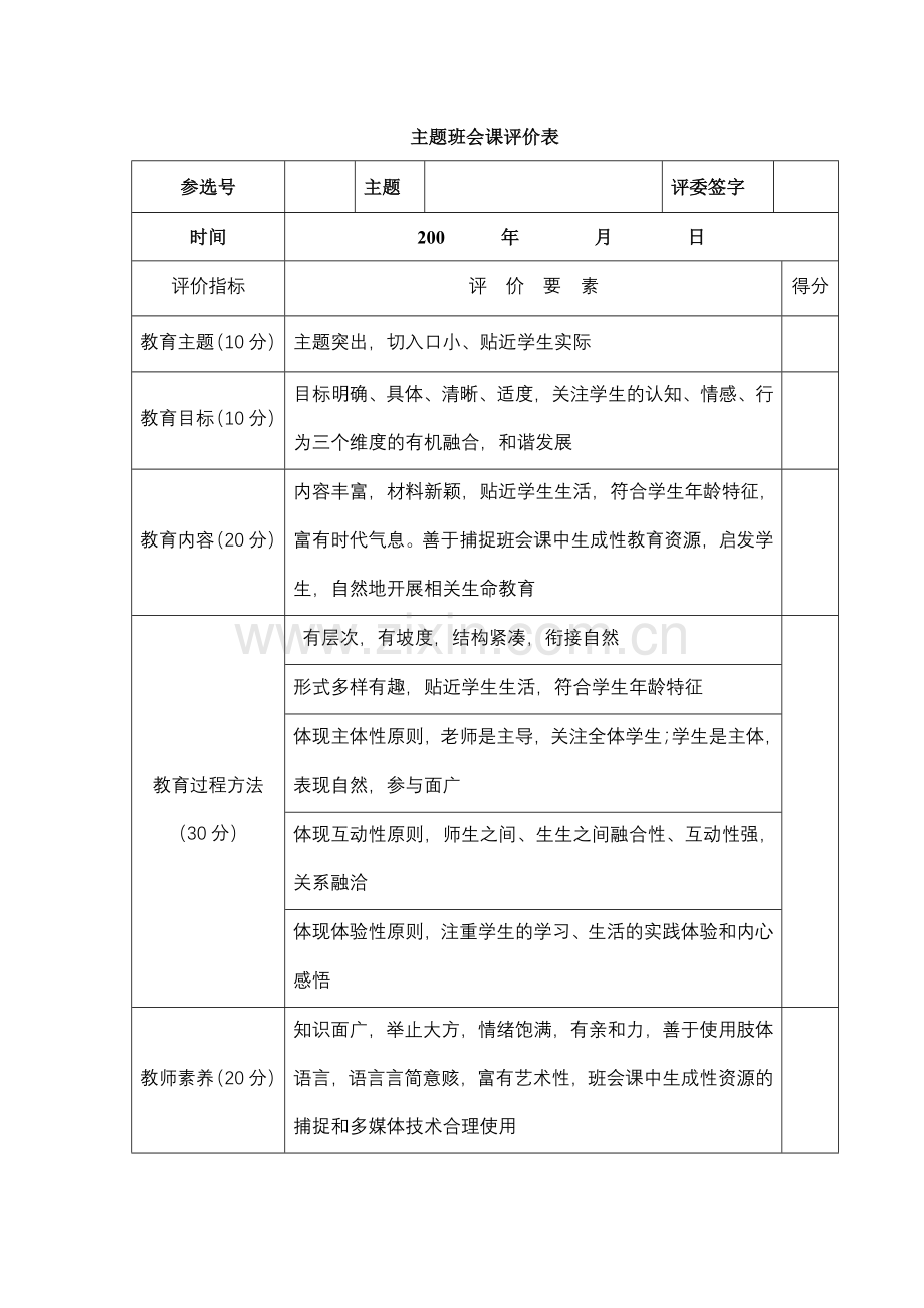 主题班会评价表.doc_第1页