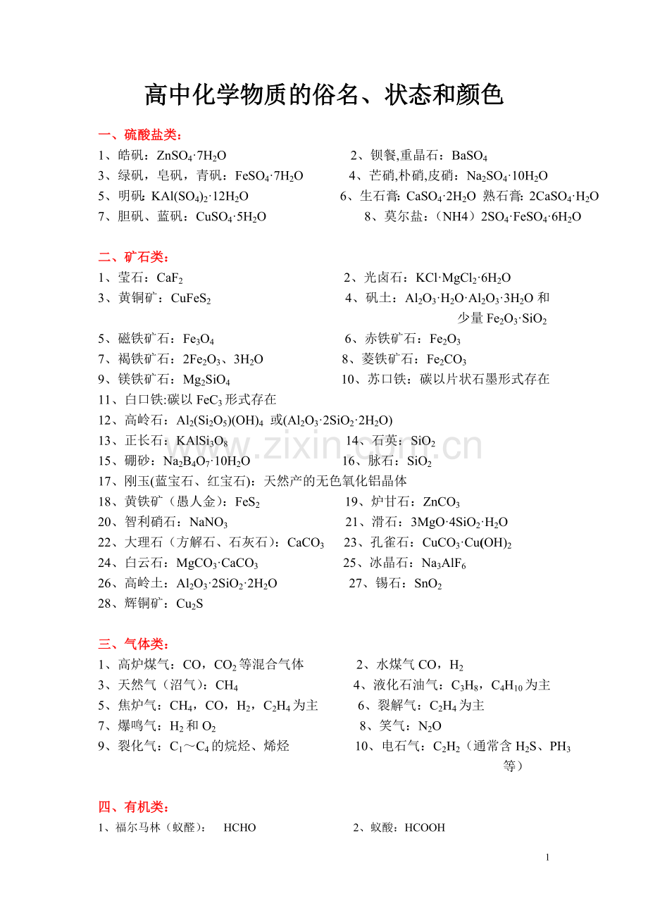 高中化学物质的性质大全.doc_第1页