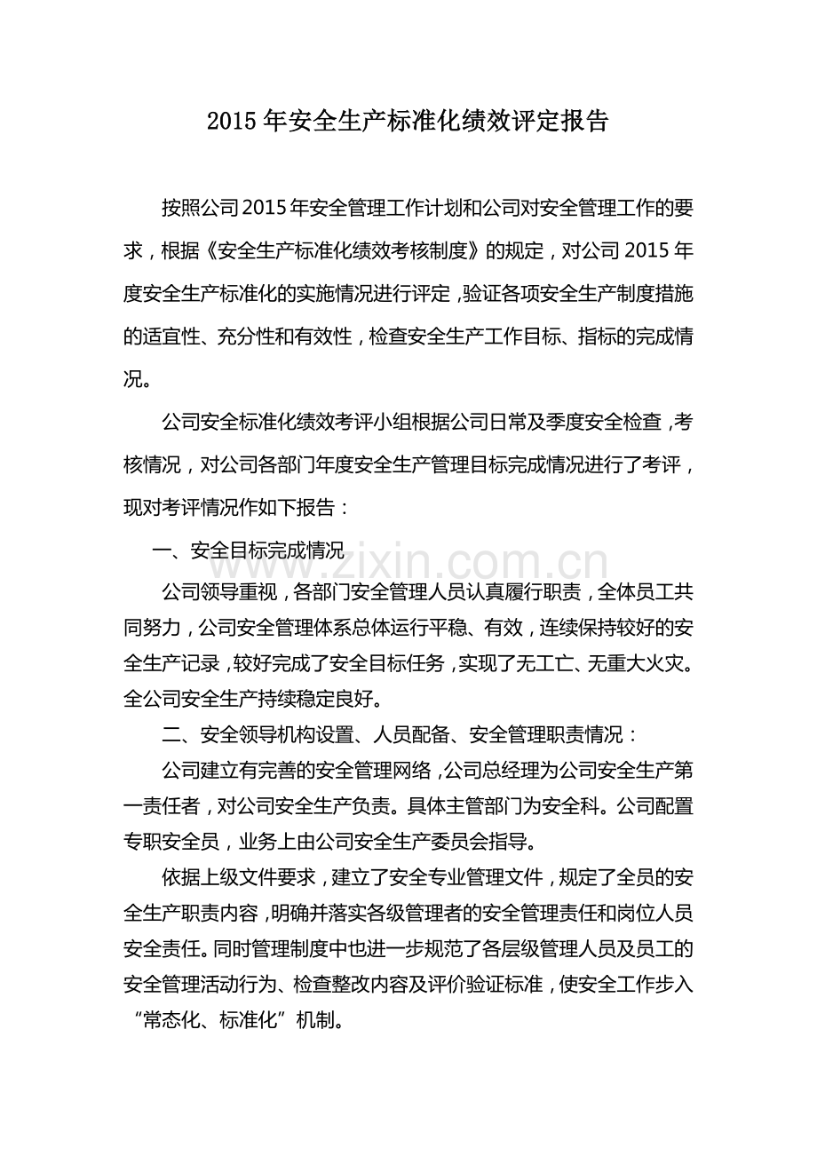 年安全生产化绩效评定报告.pdf_第1页