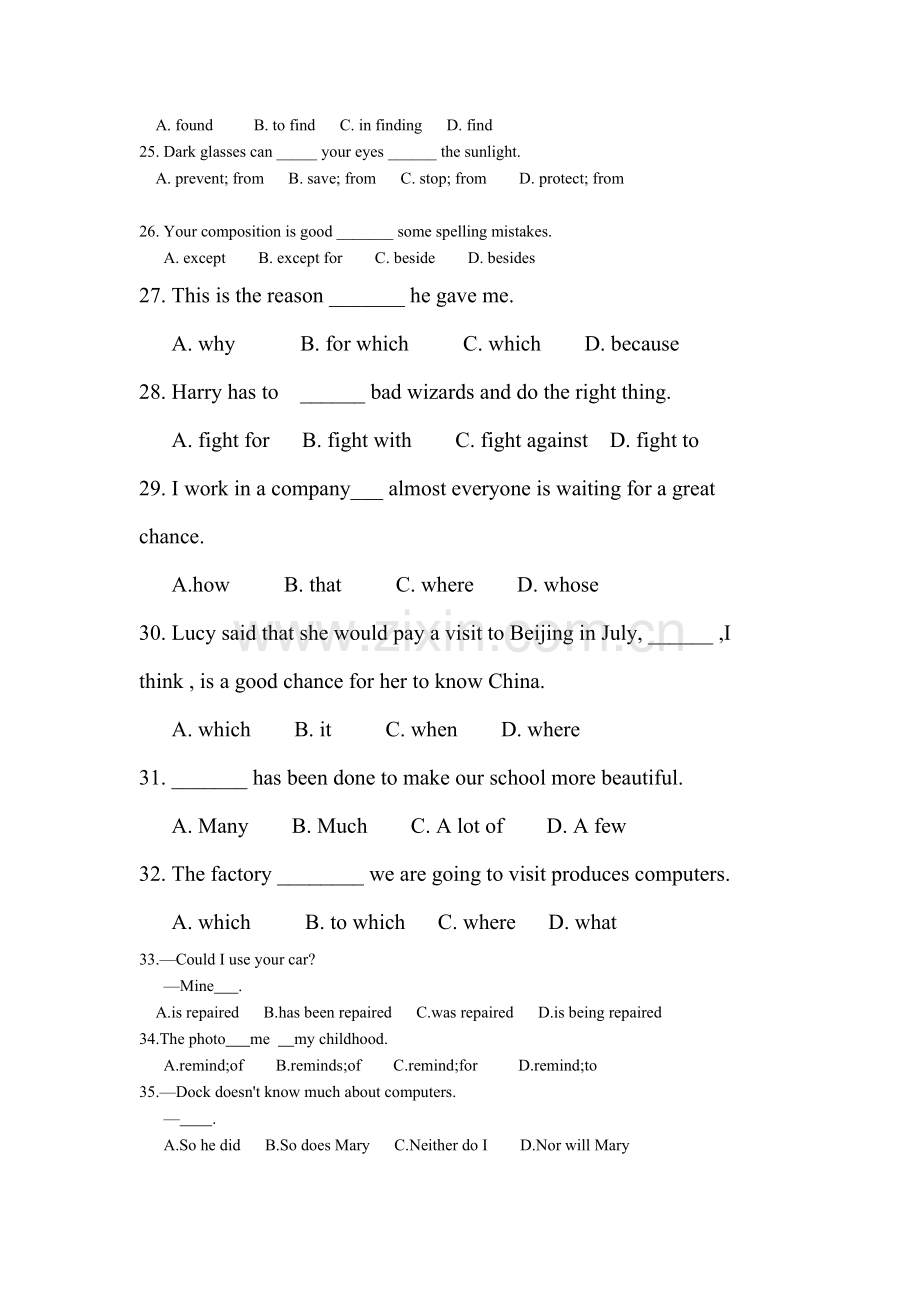 广东省天河区2016-2017学年高一英语上册综合测试题4.doc_第3页