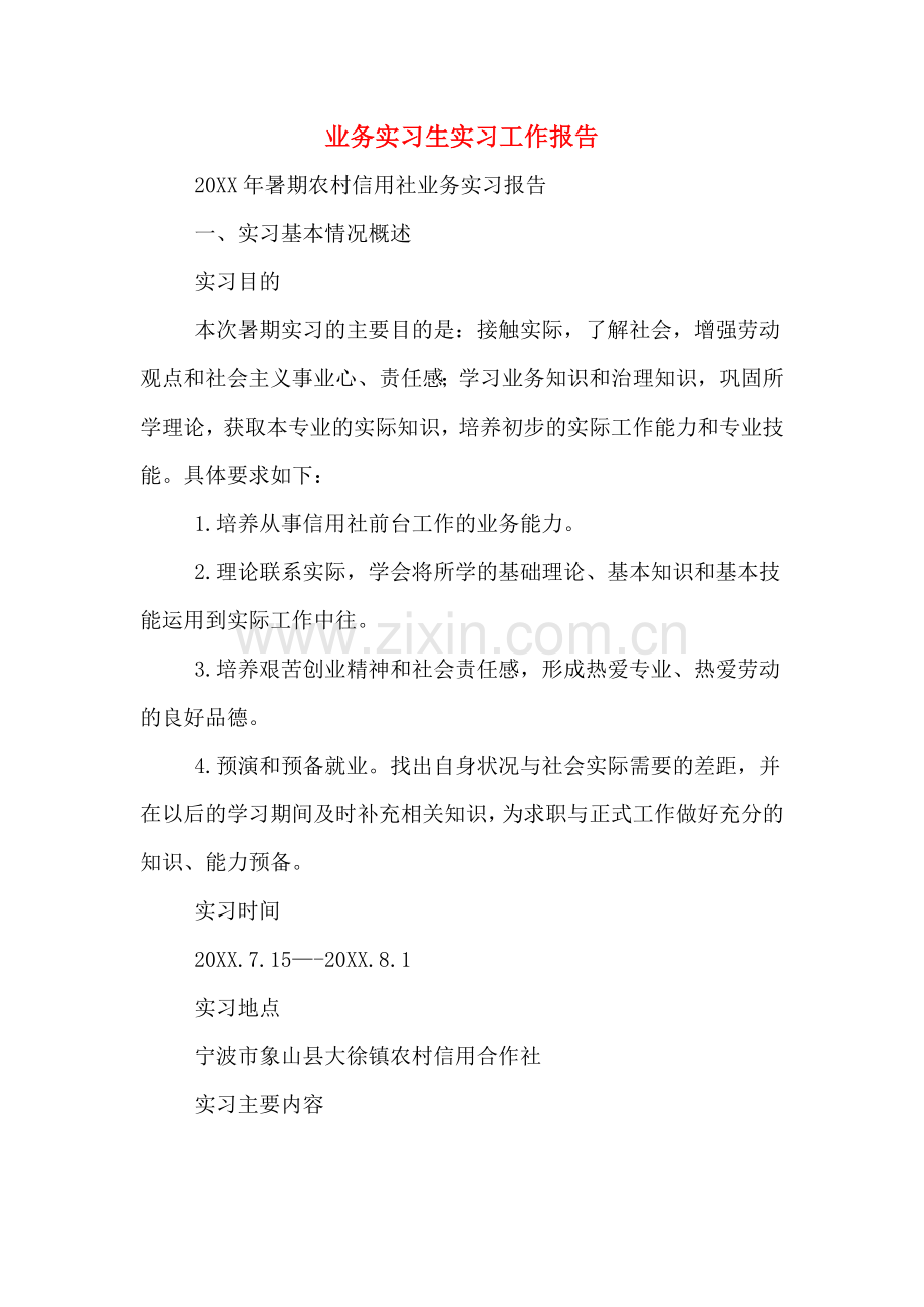 业务实习生实习工作报告.doc_第1页