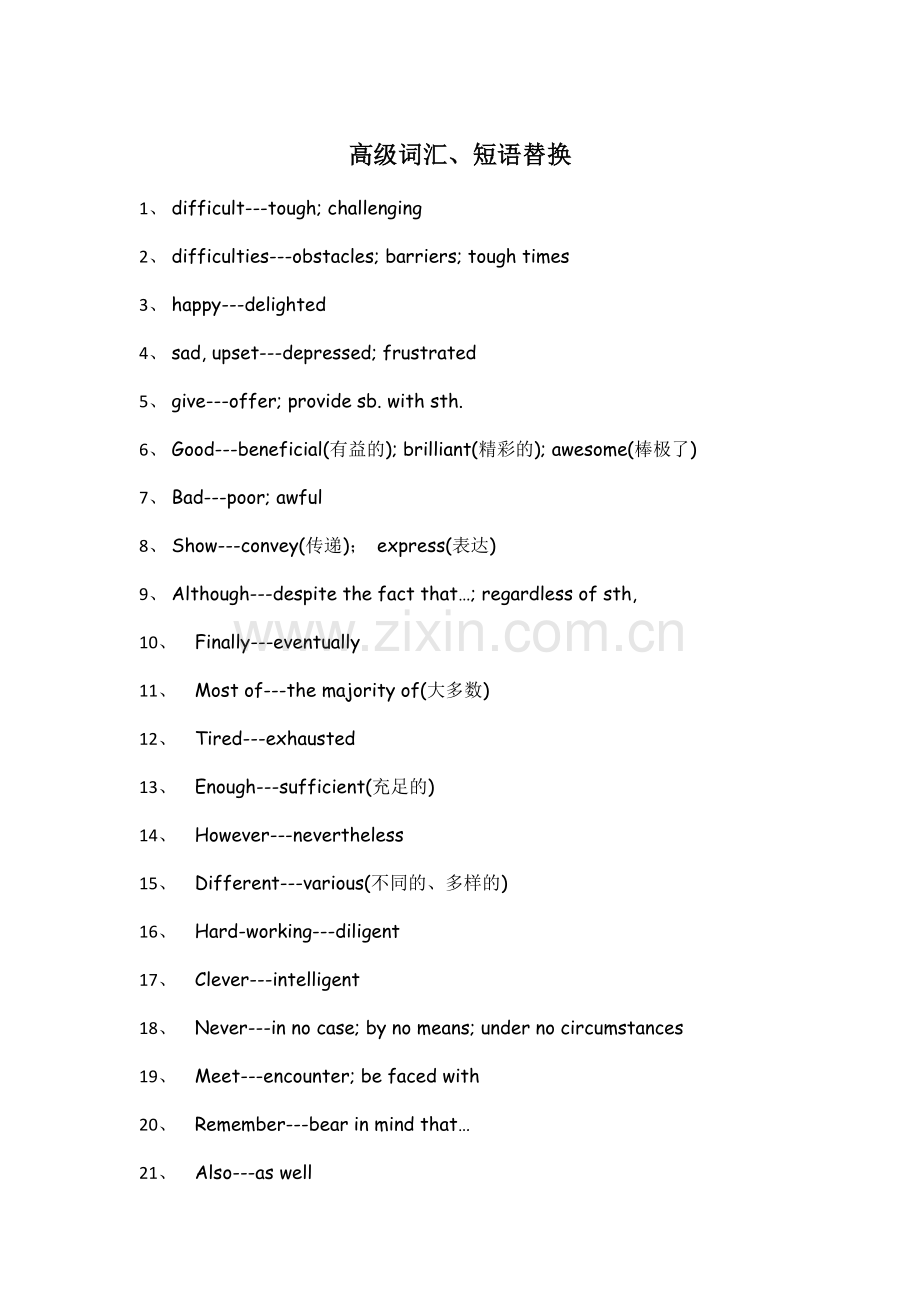 高中英语作文高级词汇替换.doc_第1页