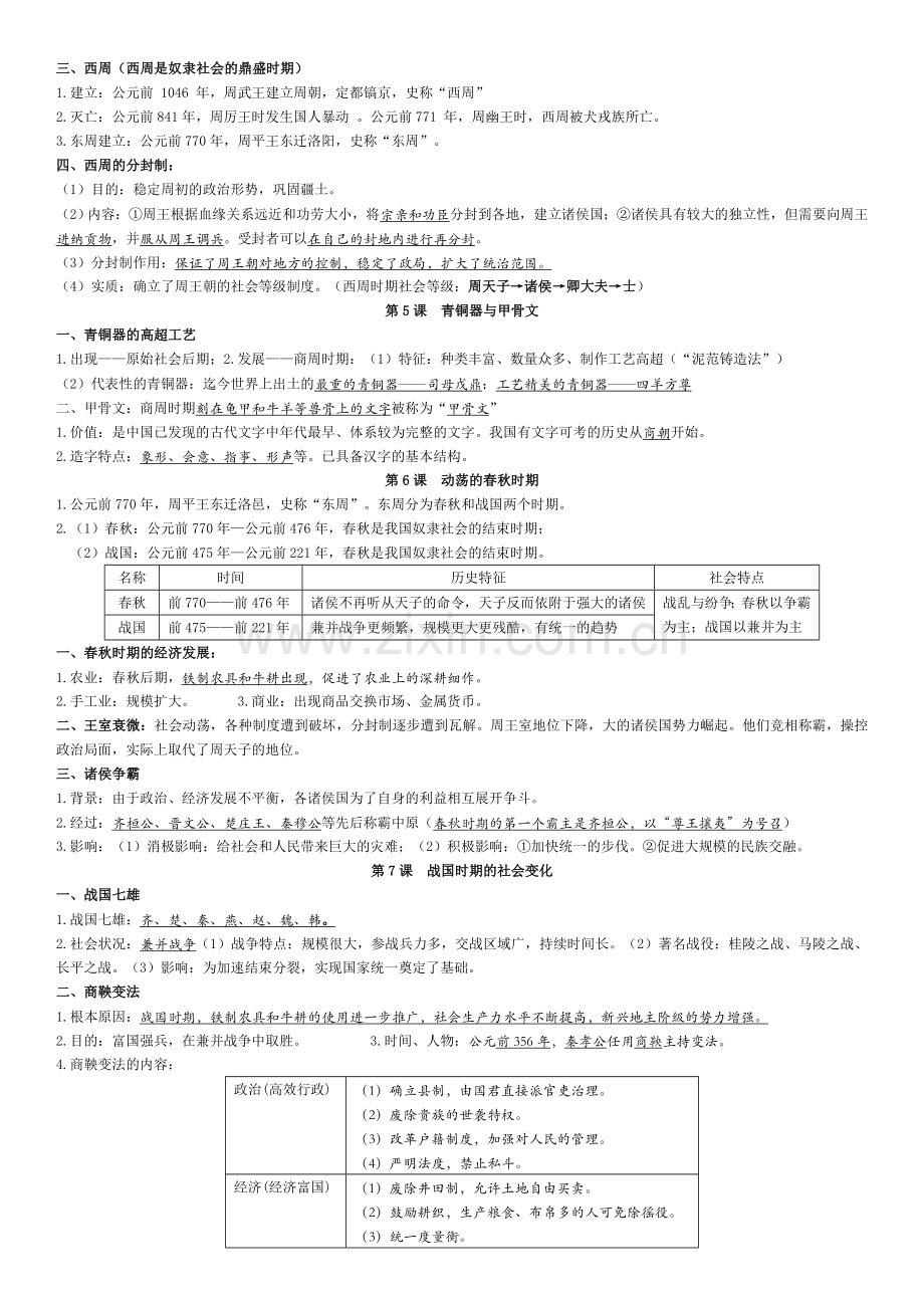 人教部编版历史七年级上册期末复习提纲.doc_第2页