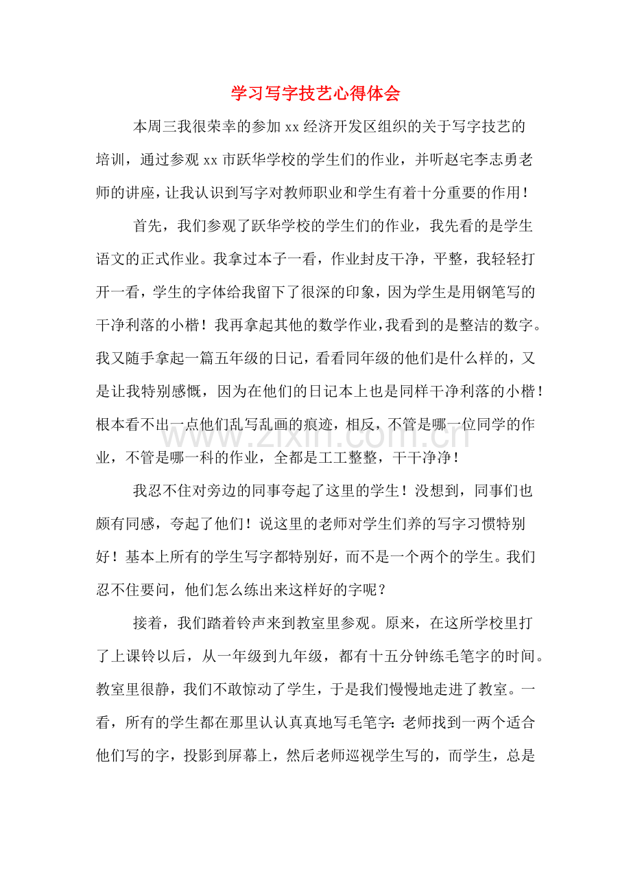 学习写字技艺心得体会.doc_第1页