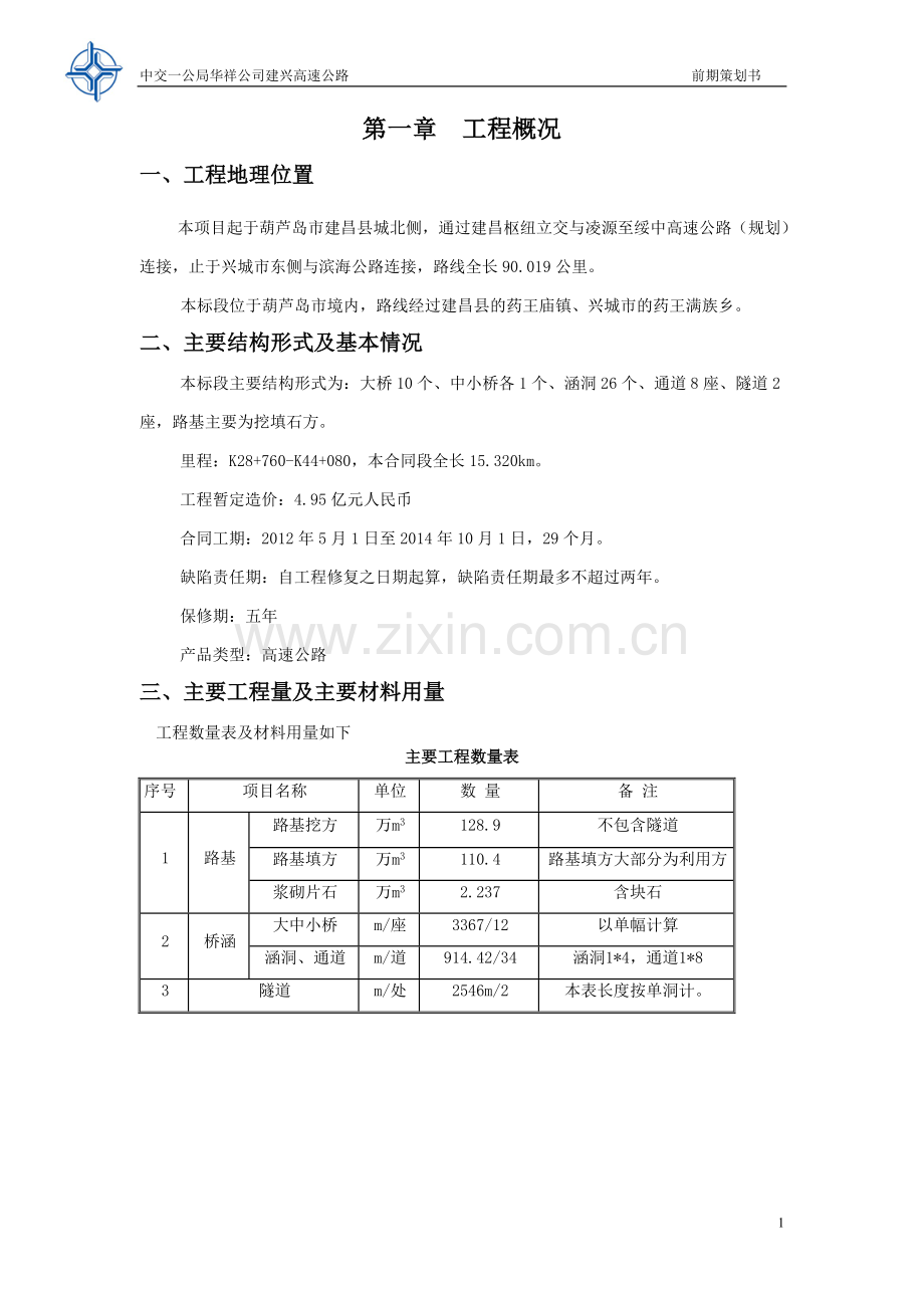 高速公路前期策划书.doc_第1页