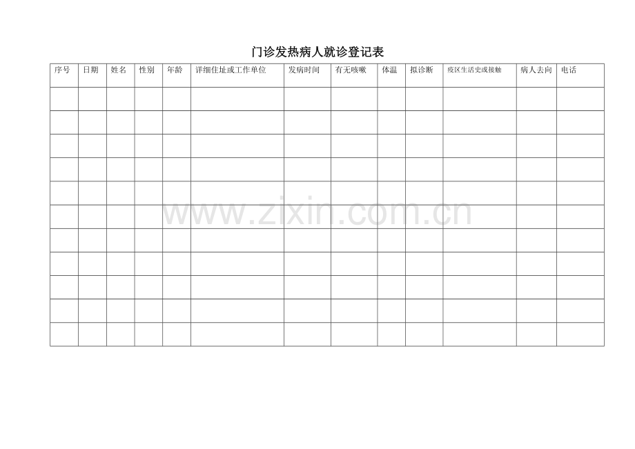 发热病人登记表.doc_第1页