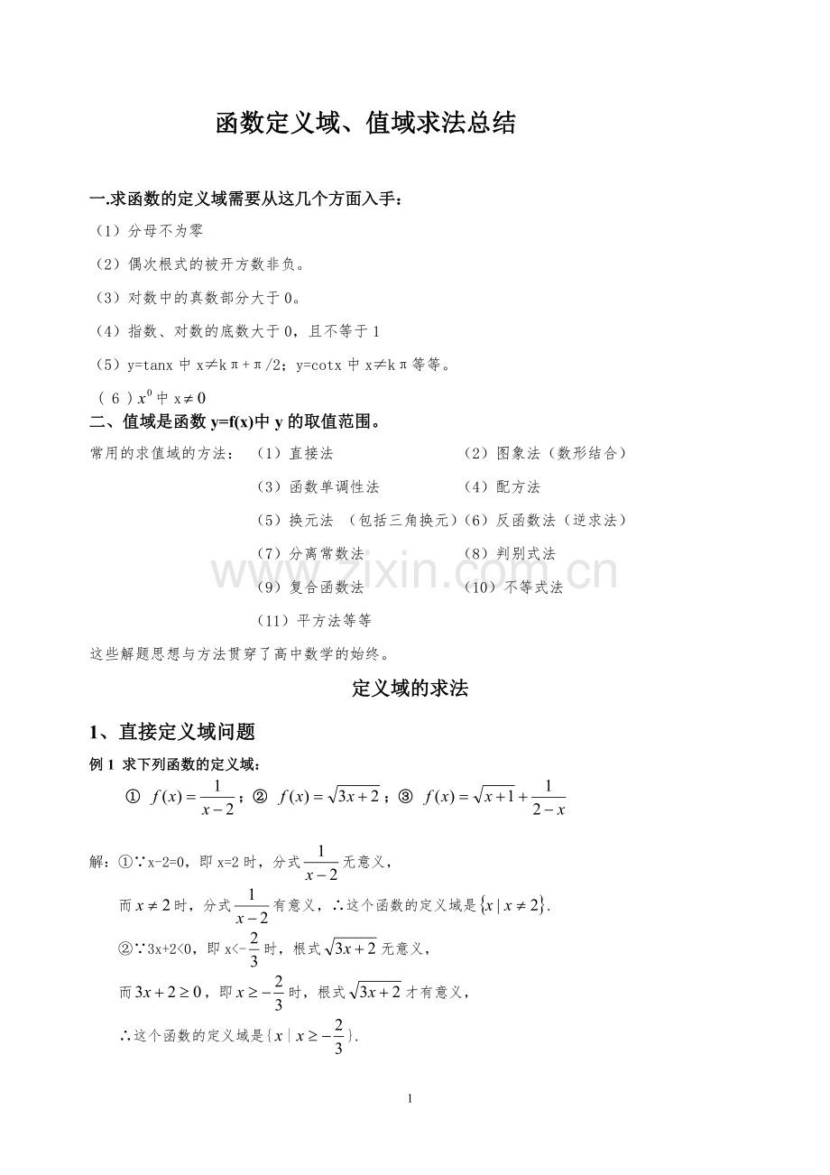 高中数学-函数定义域、值域求法总结.doc_第1页