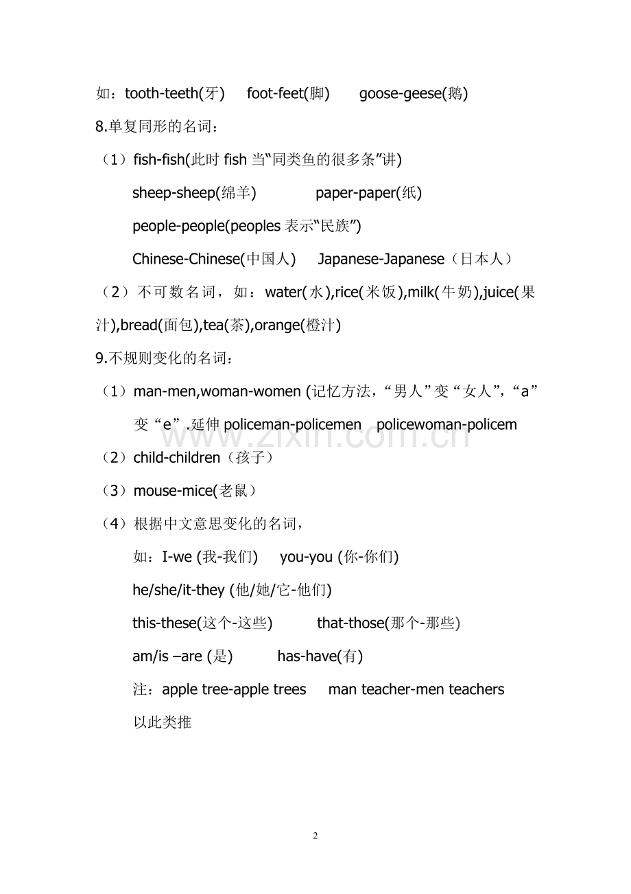 三年级英语名词单数变复数规则和练习及答案.doc_第2页