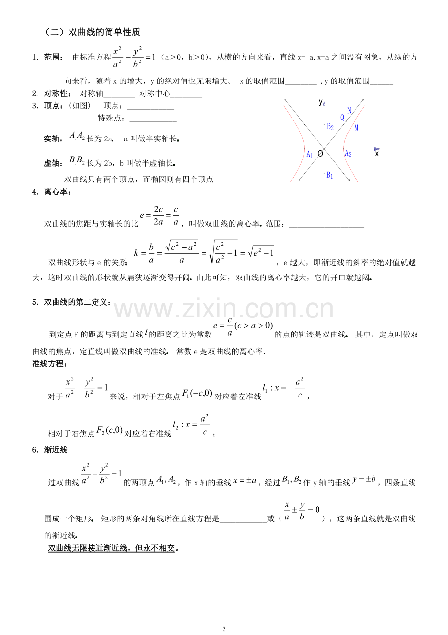 双曲线简单几何性质知识点总结(2).doc_第2页